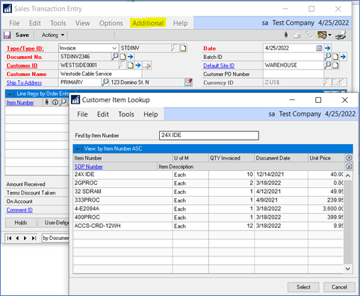 How To Perform Customer Item Lookup in GP