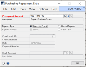 How To Perform Purchase Order Prepayment In GP - CSSI